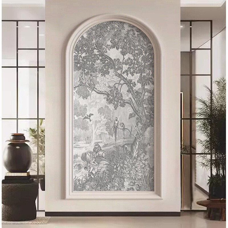 French Light Luxury Tropical Jungle Animal and Plant Wallpaper Wall Covering Corridor Aisle Entrance Background Wall Wallpaper Mural French Light Luxury Tropical Jungle Animal and Plant Wallpaper Wall Covering Corridor Aisle Entrance Background Wall Wallpaper Mural