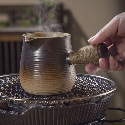 Ceramic side-handled teapot, anti-scalding stove, large-capacity dry boiling kettle, hot milk teapot, roasted tea can