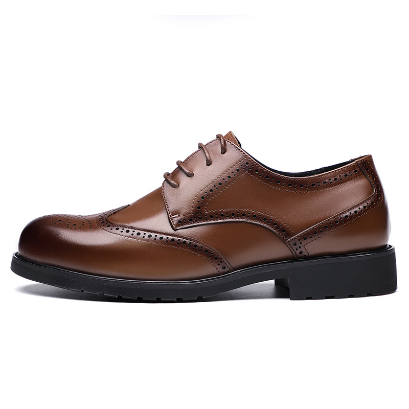 Primavera nuevos zapatos de cuero de los hombres casuales de negocios de cuero genuino estilo británico brogue tallado zapatos de los hombres image 7