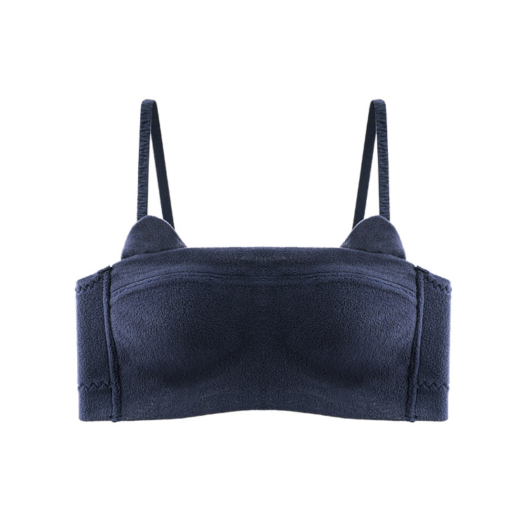 El otoño y el Invierno de peluche dulce terciopelo orejas gato caliente chaleco ropa interior cómodo sujetador taza fija inalámbrica