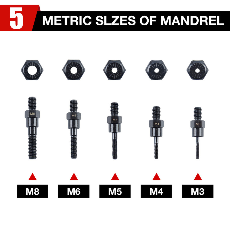 釘を引いて卯を引く銃のM3-M8の電動のリベットの銃の自動リベットの銃のねじの母の銃の電動のラムの銃は頭を交換します。|undefined