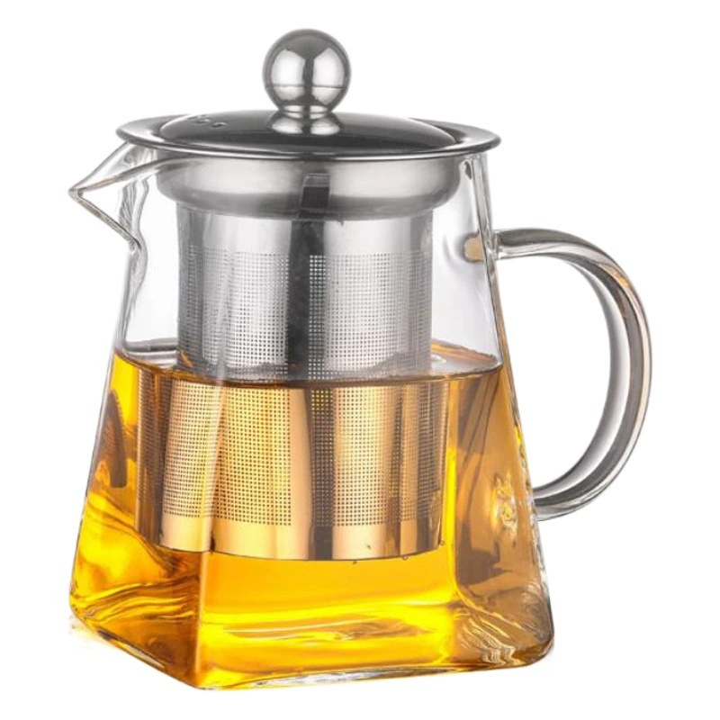 Чайник из боросиликатного стекла Чайный набор Кунг-фу Чайник из нержавеющей стали с ситечком Термостойкий стеклянный чайник Квадратный маленький чайник