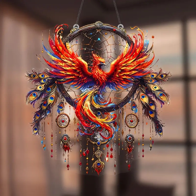 跨境现货2D平面亚克力魔法龙捕梦网花窗户悬挂装饰条挂件欧式