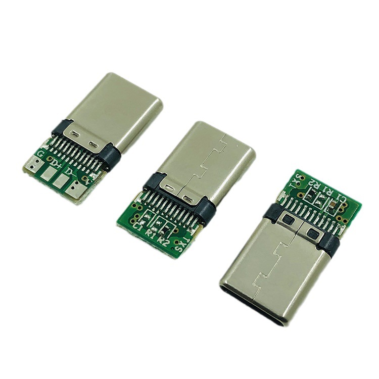 Type-C welding wire male TPC data with PCB board riveted 24 full Pin fast charging plug connector