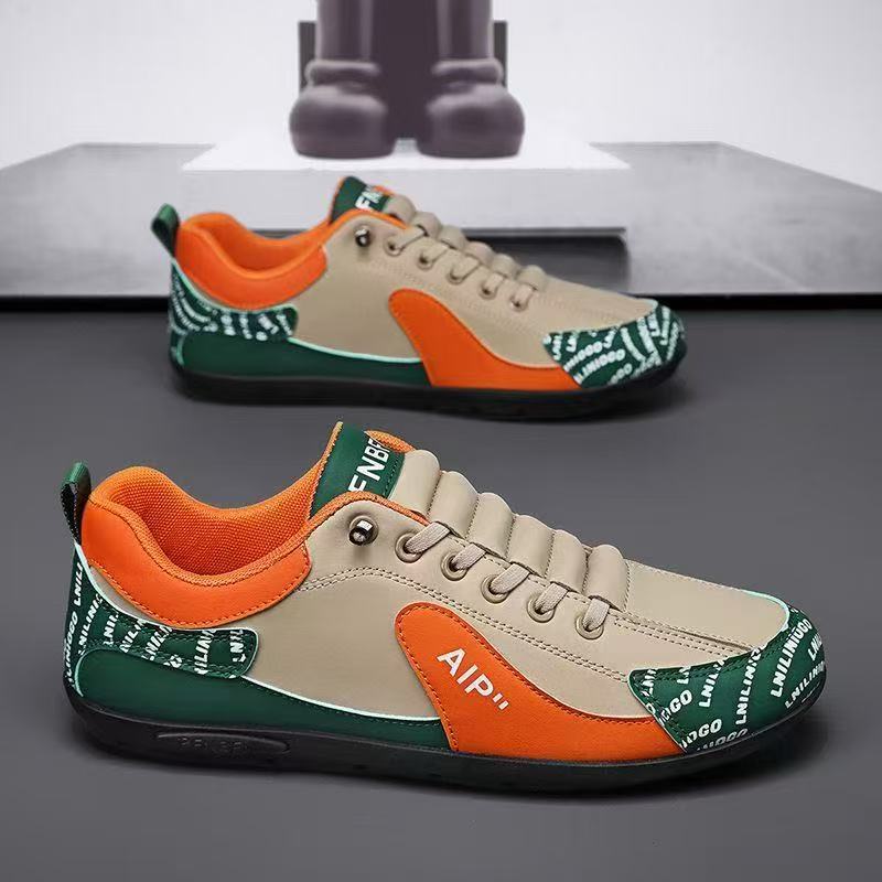 男鞋四季透气皮面薄款网眼一脚蹬网鞋运动复古休闲板鞋阿甘小白鞋