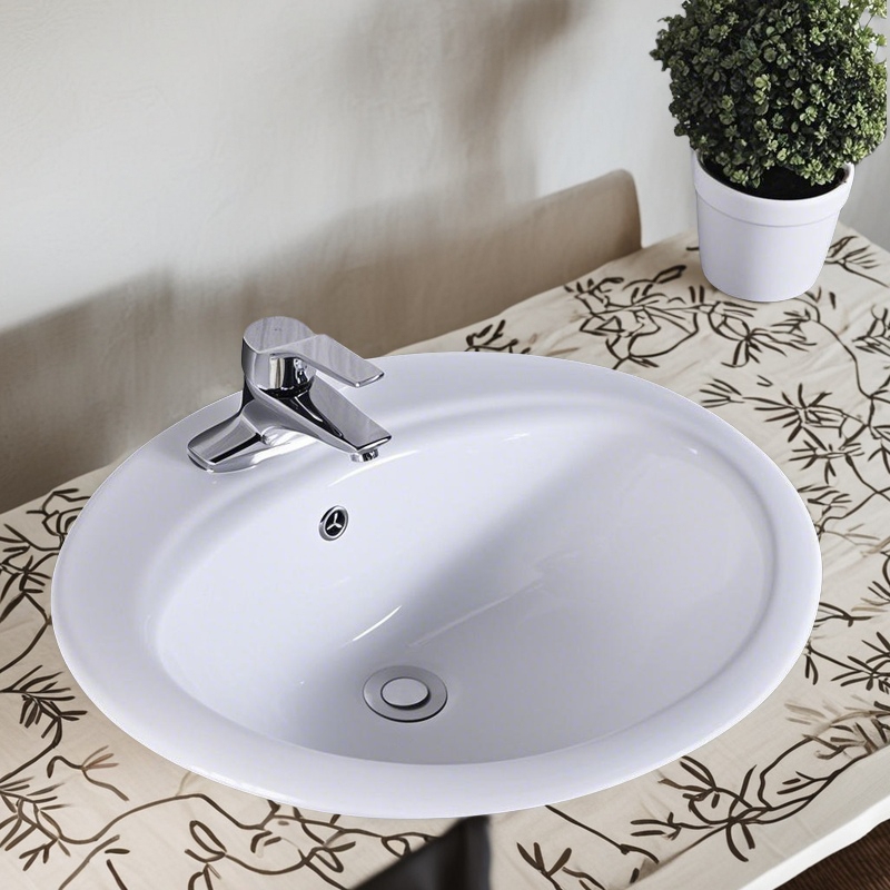 6/8//Inch Three-Hole Wash Basin Semi-Embedded Ceramic Basin Countertop Basin Countertop