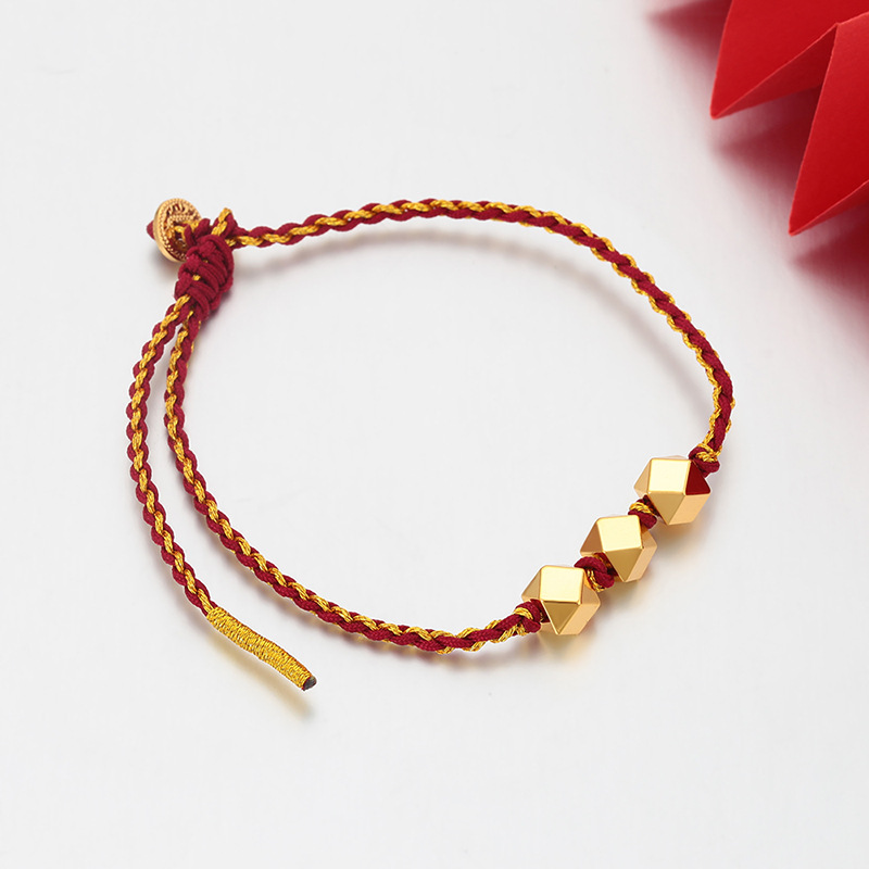 Xuping nuevo simple irregular geometría pulsera de cuerda roja aleación de cobre chapado 24k ajustable joyería de Año Nuevo mujer