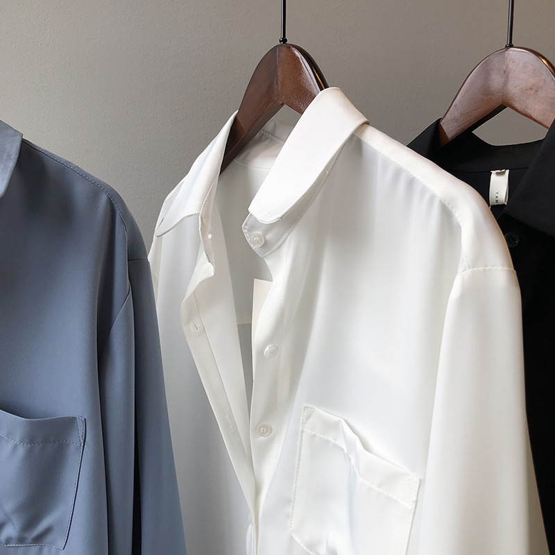 Women's Blouse Long Sleeved Solid Colour Lapel Shirt Elegant_voghion.com