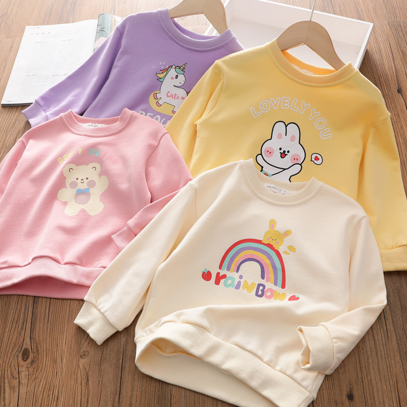 Girls' sweatshirts, spring and autumn 2022 new style, children's autumn clothes for boys and girls, early autumn tops, children's cotton clothes.