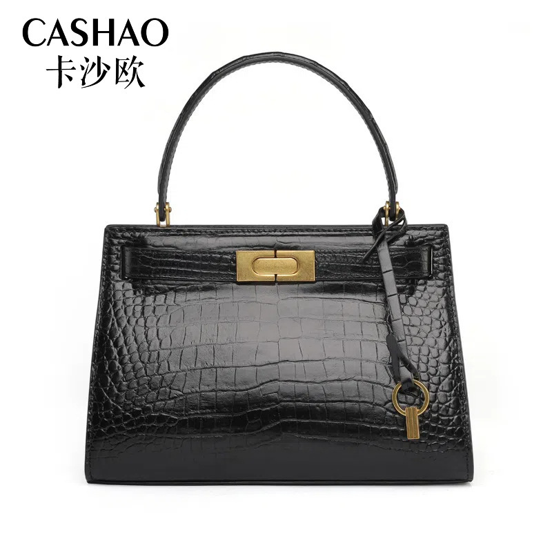 High-end Crocodile Leather Women's Bag Commuter Genuine Leather Casual Handbag Trendy genuine goods Belly Fashionable Bag for Hair