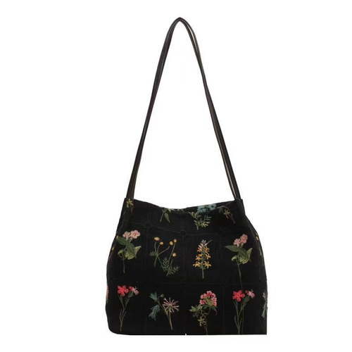 Large-capacity bag women's summer versatile new canvas casual shoulder bag high-end class commuting bucket bag