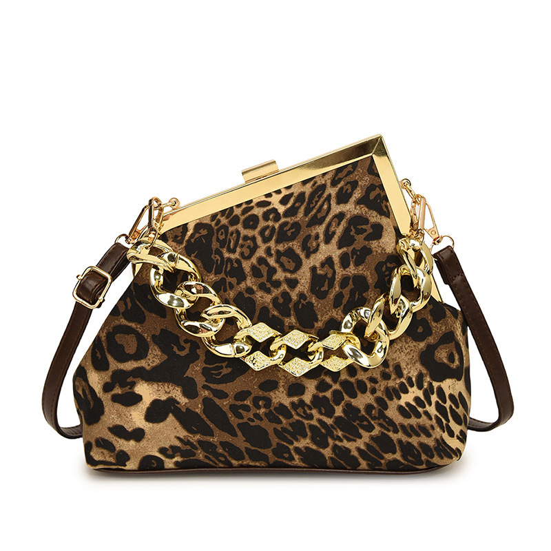 Leopard Print Shoulder Bag For Women With Thick Chain Strap_voghion.com
