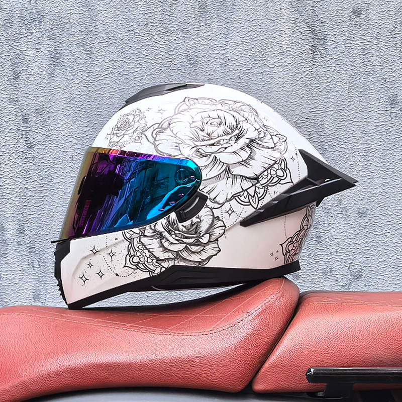 Casco integral transfronterizo DOT de la versión mejorada de LVS con doble lente para hombres, casco de seguridad universal para todas las estaciones para motociclistas femeninas, casco de motocicleta con doble lente.