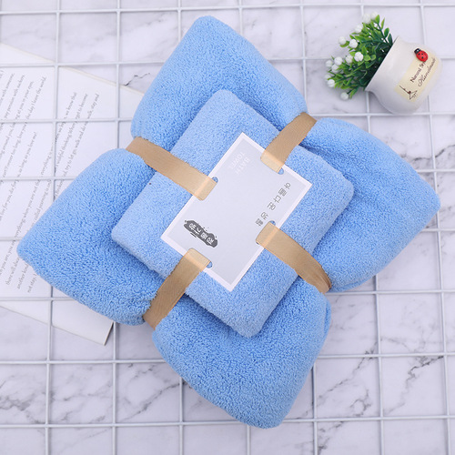 Coral Fleece Towel Set for Couples, Household Water- Absorbent Quick-Drying Beach Gift Set with LOGO Manufacturer