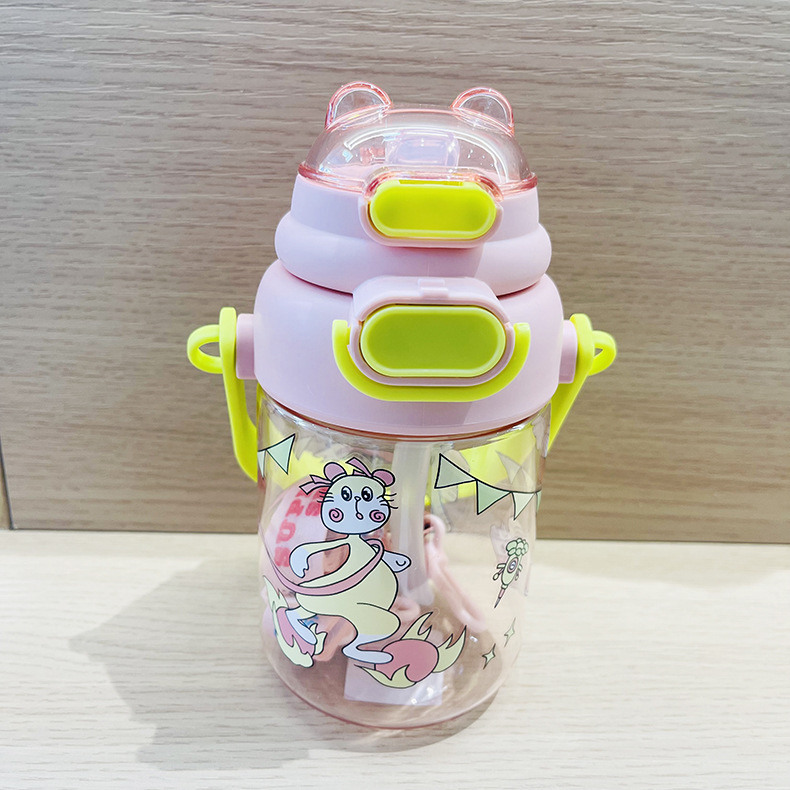 Nuevo portátil hervidor de agua de niña corazón de paja taza de agua de dibujos animados viaje taza portátil taza de bebida doble resistente a altas temperaturas