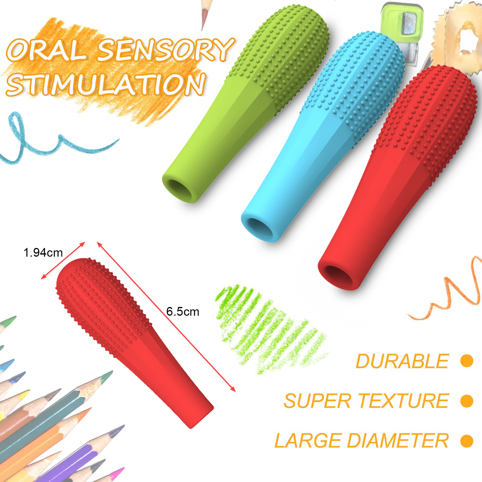 cubierta de lápiz descompresor tapa de lápiz peso de gravedad anti mordida de uñas autista hiperactividad varilla de dientes molares