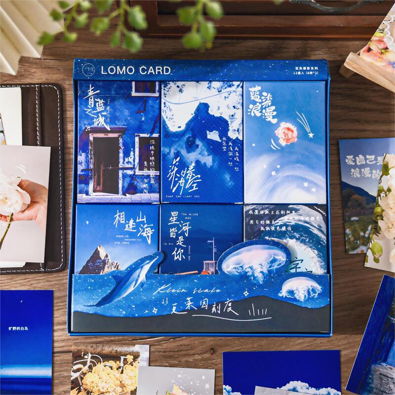 Mu Dye Small Card Postcard Klein Scale Literary Ins Landscape Card Romantic Blue Message Commemorative Greeting Card Mu Dye Small Card Postcard Klein Scale Literary Ins Landscape Card Romantic Blue Message Commemorative Greeting Card