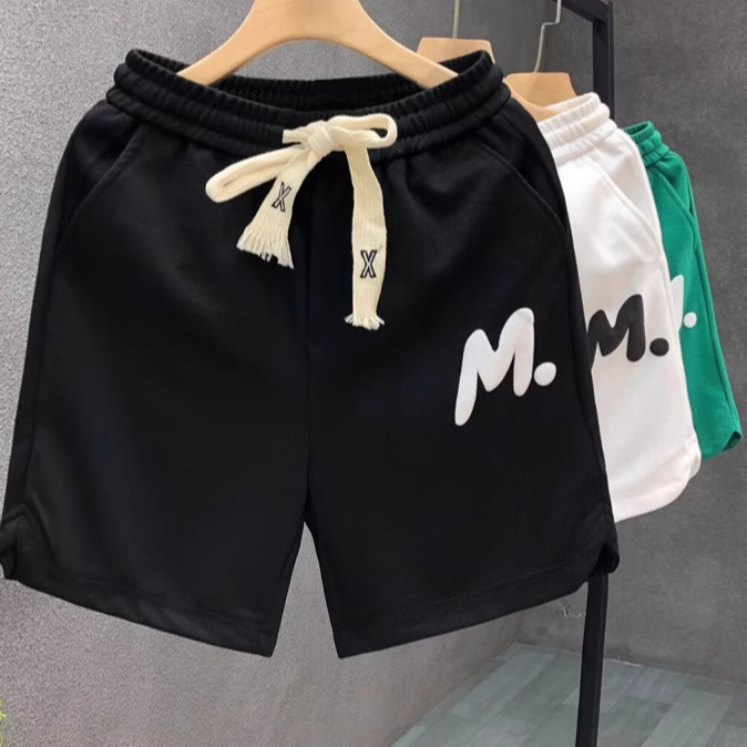 Korean-style Twill Loose Casual Shorts Couple's Summer 2025 Letter Pattern Five-point Pants All-match Straight Pants