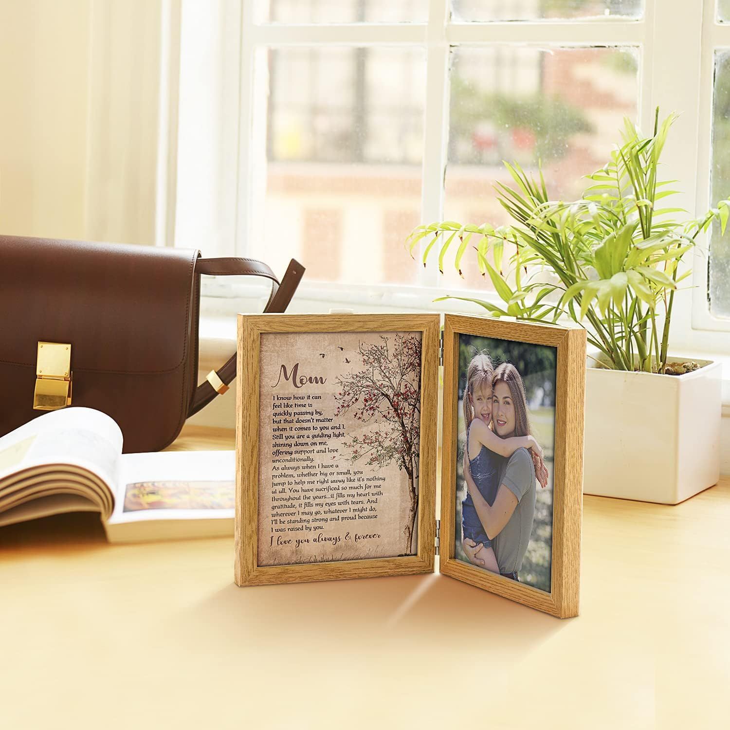 Marco DE FOTOS plegable de una pieza de escritorio creativo marco de fotos de madera retro marco de fotos pequeño