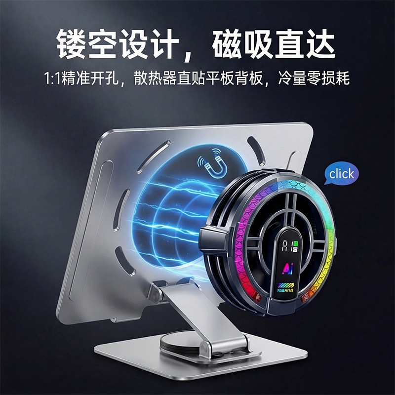 Magnetic iPad Tablet Stand Desktop Tiktok Gaming Cooling Semiconductor Refrigeration Ice-Freezing Silent Radiator