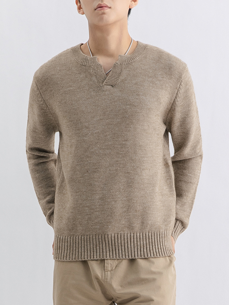 Suéter de cuello Henry de punto de manga larga de moda de hombre camiseta de alto nivel camiseta de base de lujo ligera ropa de hombre camiseta de hombre
