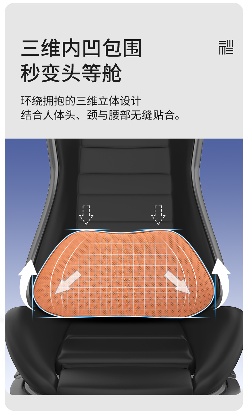 Cross-border best-selling car headrest and neck pillow, suitable for Maybach and Tesla car seats, includes a lumbar support cushion set