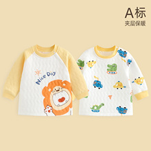 宝宝保暖上衣秋冬款婴儿夹棉衣服儿童卡通睡衣新生儿打底居家童装