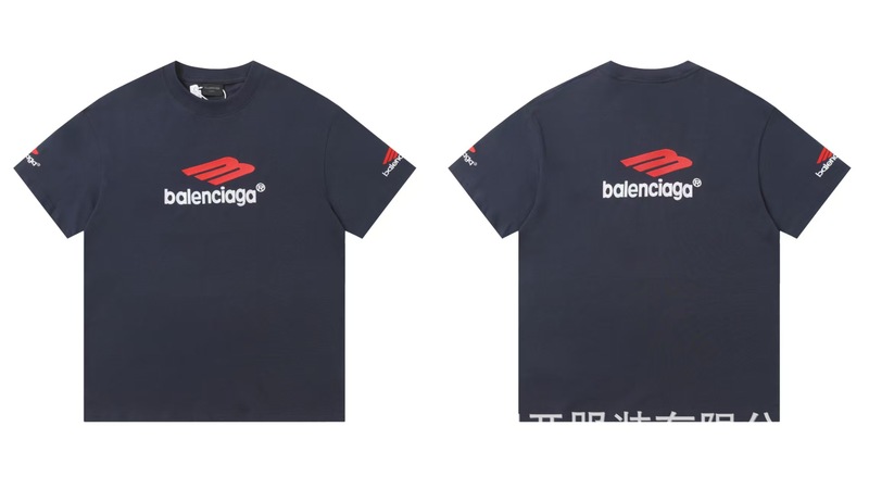 クロスボーダー 25ss 夏新作 Balen3B ビッグロゴ スキースポーツシンボル 四角刺繍 プレミアムバージョン ピュアコットン T|undefined