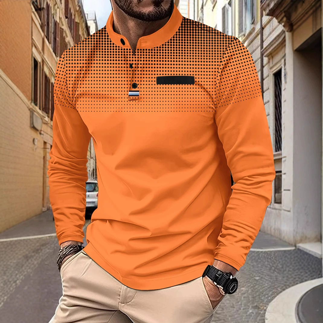 Autumn long-sleeve for leisure, polo, European style