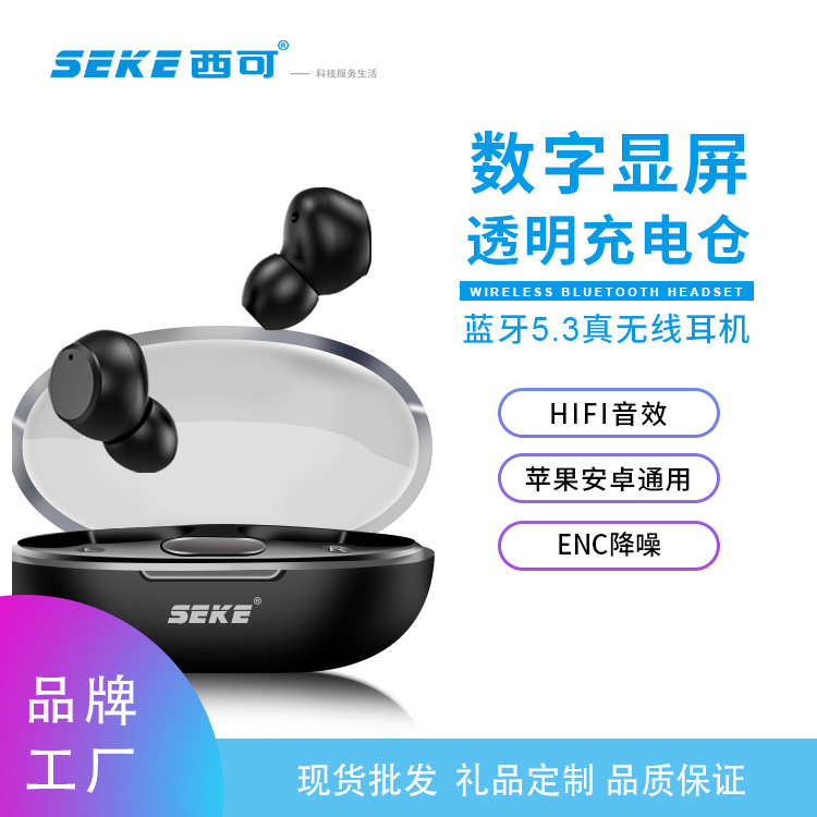 Xico Universal True Wireless Bluetooth Earbuds with Transparent Case, Sports Noise Cancelling, Bluetooth Stereo, Plug and Play 5.3