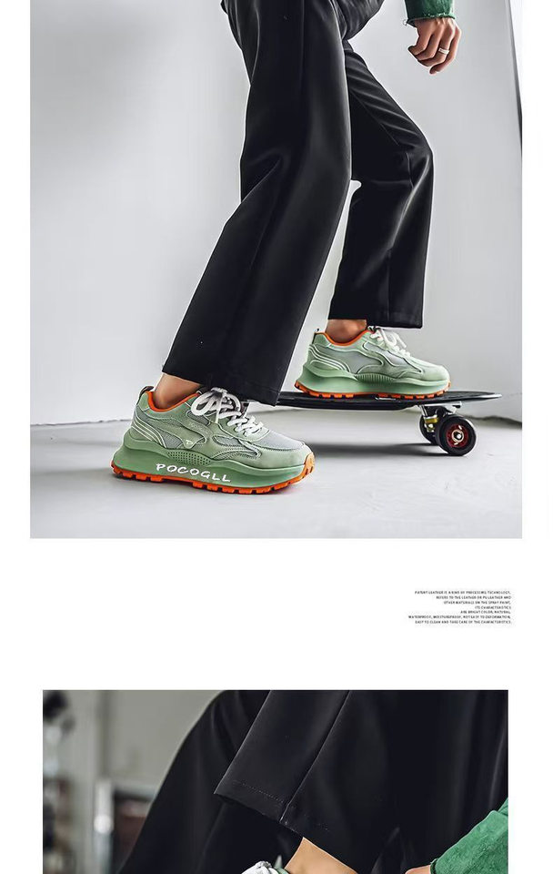 Giày sneaker nam thân lưới thoáng khí chống hôi, đế cao su gót thấp 1–3 cm, dây buộc phía trước — 0766 trắng xanh, 0766 đen xám, 0766m Đỏ chi tiết 15