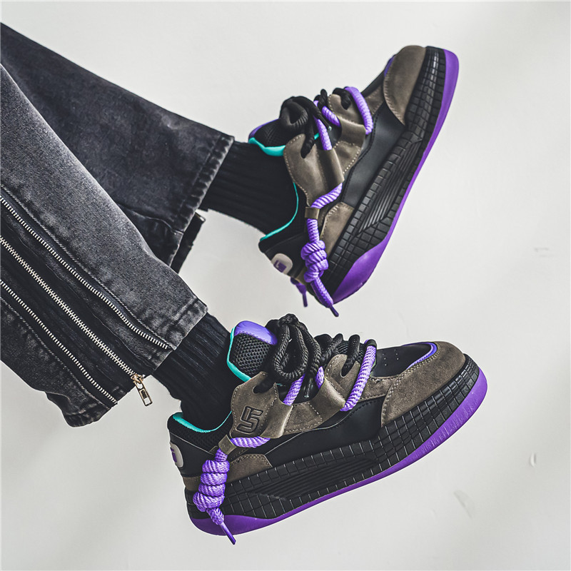 Hydrogen Cloud Men's Shoes Autumn and Winter Fashion Brand Sense Purple Sports Casual Board Shoes Niche Thick Sole Dirty Braid Bread Shoes