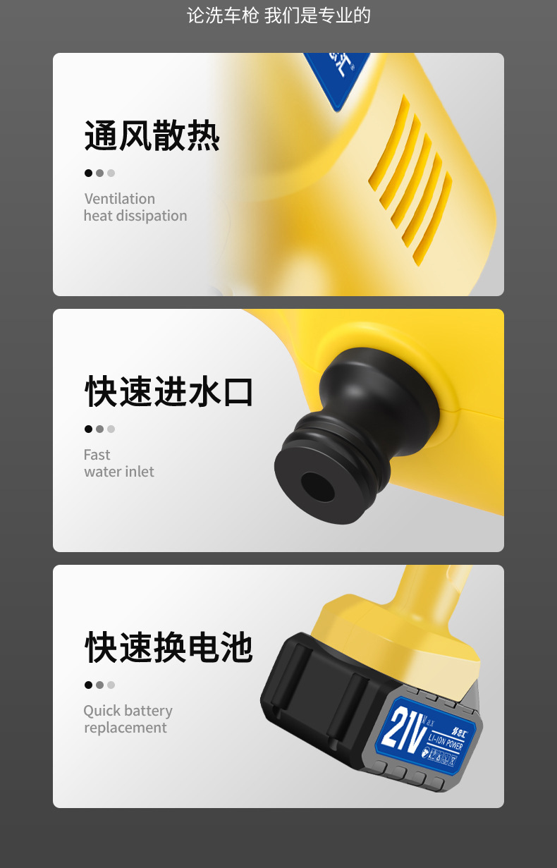 Wireless High-Pressure Car Wash Water Gun, Foldable Bucket, Portable Wireless Car Wash Spray Gun with Water Tank, Car Wash Gun for Cross-Border Use
