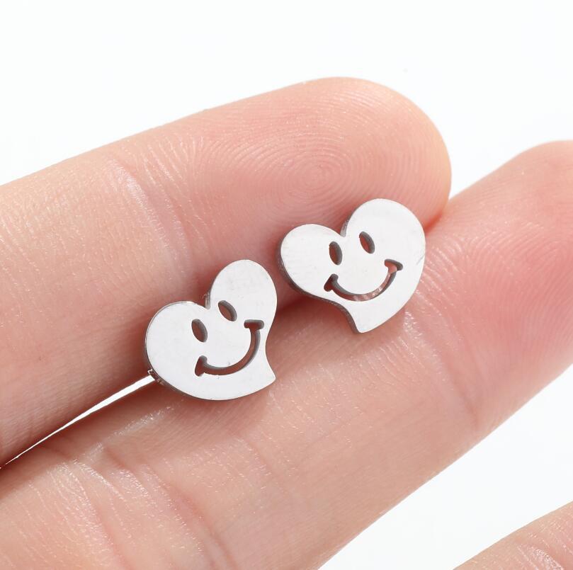 Fashion Heart Shape Stainless Steel Plating Ear Studs 1 Pair