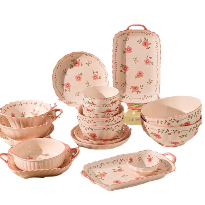 Cocos de estilo pastoral de alto valor facial set de platos pequeños frescos y palillos set de platos de nueva casa set de platos domésticos image 6
