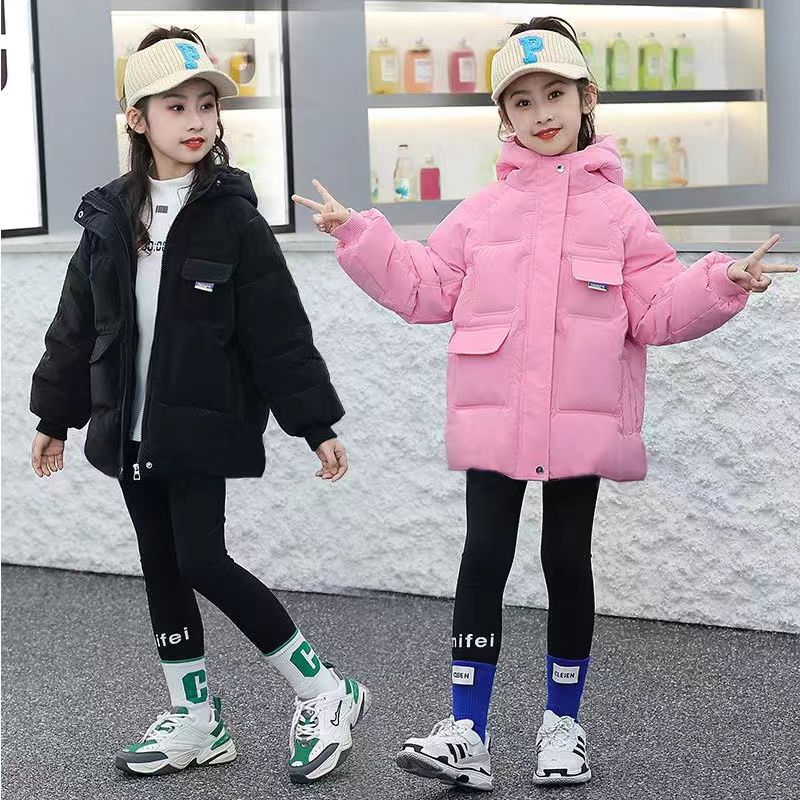 加厚加绒女童棉衣外套中大童新款小孩洋气棉服儿童免洗中长款棉袄