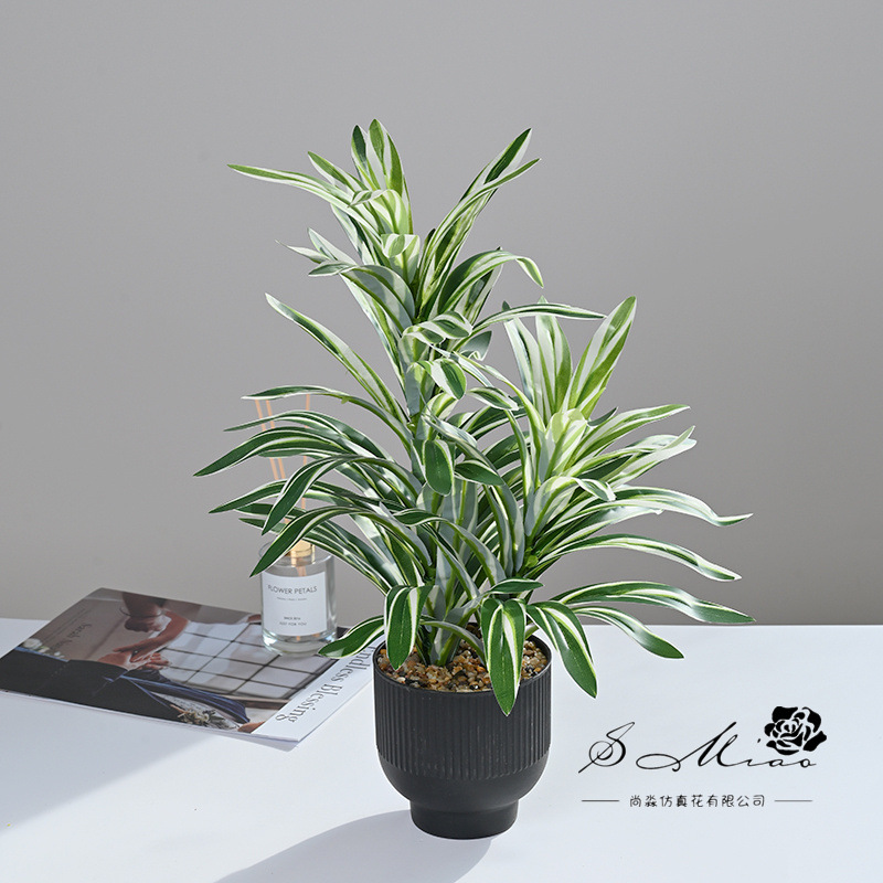 Simulación de lirio de bambú en maceta decoración creativa decoración interior impresión de seda de plantas verdes artificiales fabricantes de props de fotografía de flores