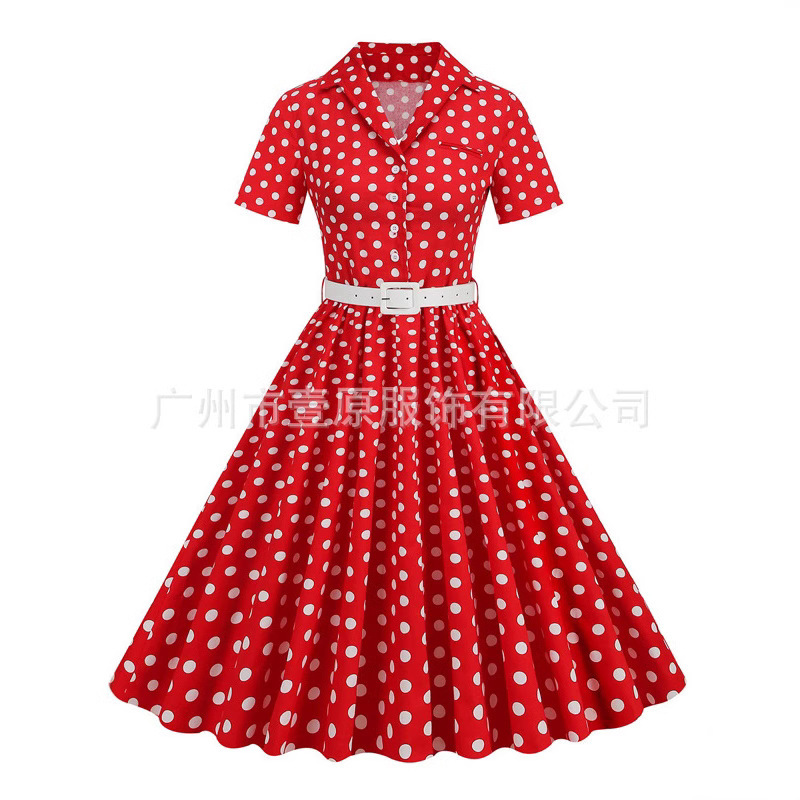 Cross-border European and American 2025 Amazon Summer New 1950 s Vintage Printed dress Cocktail Dress