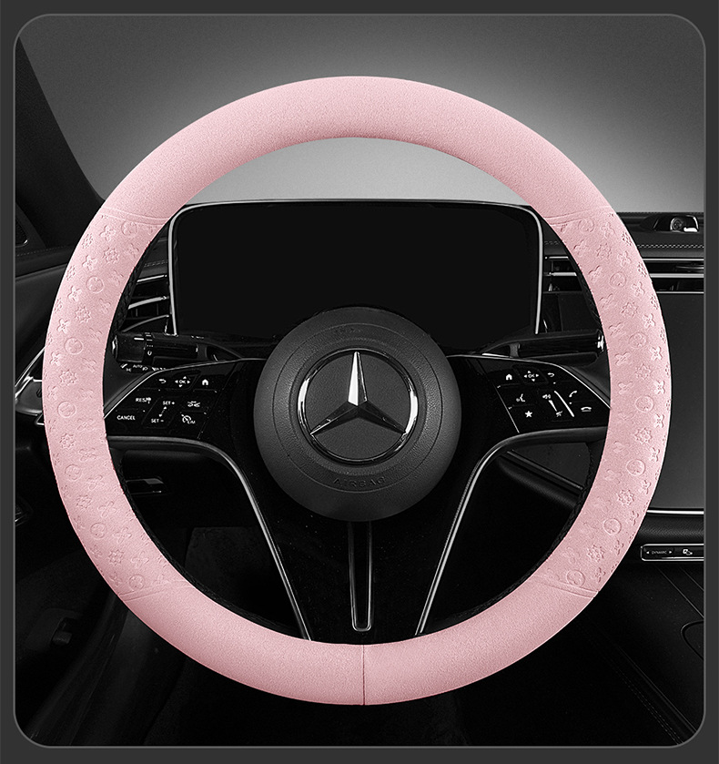 Ultra-thin non-slip breathable suede steering wheel cover, suitable for all seasons