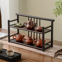 茶杯置物架桌面小型博古架中式茶杯架茶具台面收纳沥水桌面架批发