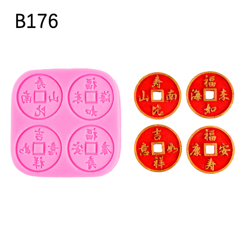 Año Nuevo chino molde de moneda de cobre molde de silicona Feliz Año Nuevo