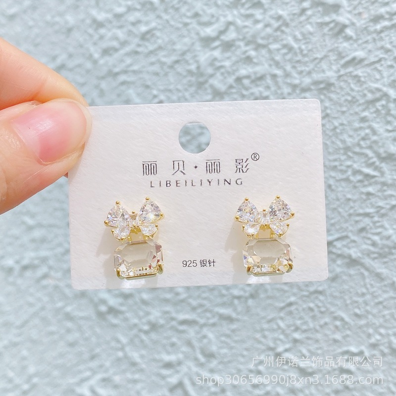 丽银/丽贝丽影铜镀金幻彩仙系彩色锆石轻奢简约小众甜美风耳环女|undefined