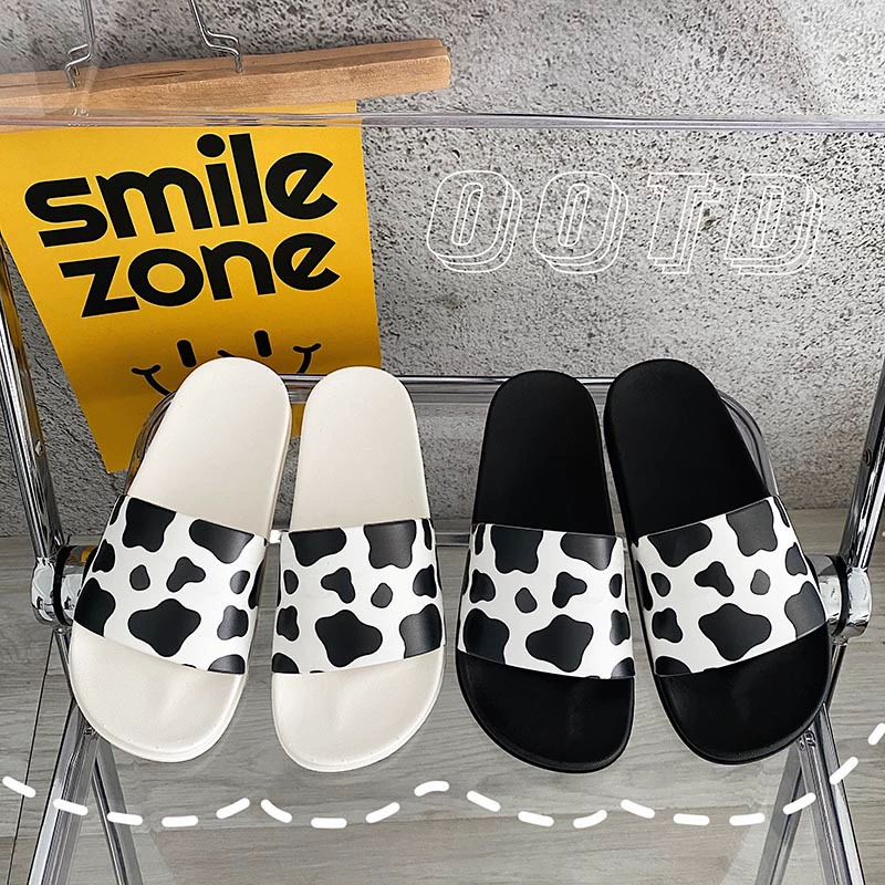 Тапочки для пар из коров, утолщенные тапочки в Корейском стиле, женские домашние и уличные летние тапочки, Нескользящие оптом
