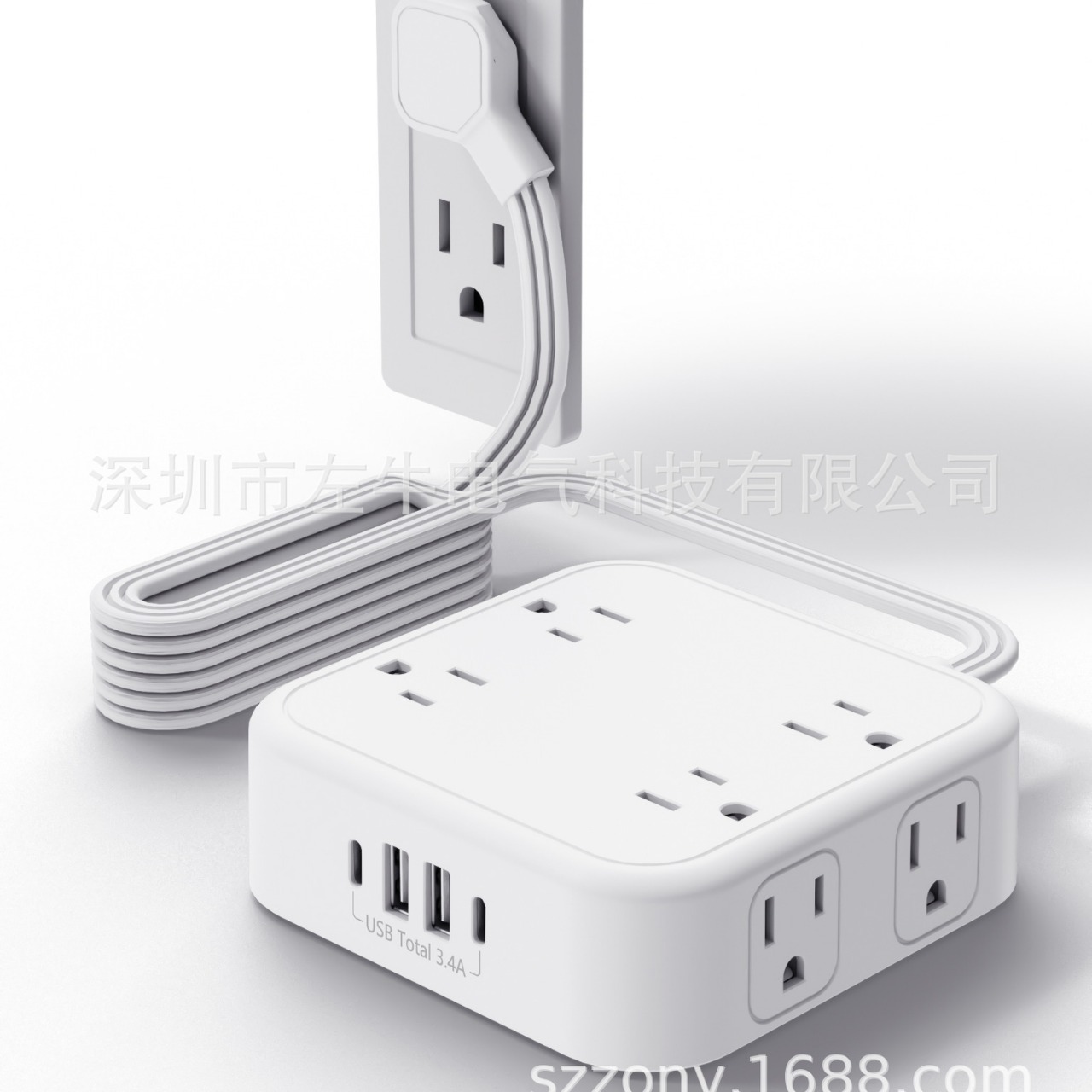 带TYPE-C美规插座 USB排插 美规充电器  便携排插 多口智能插座