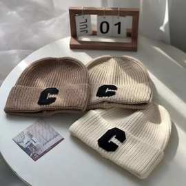 毛线帽 保暖时尚 冬季C标针 织帽韩版潮百搭出游套头帽新款2022款