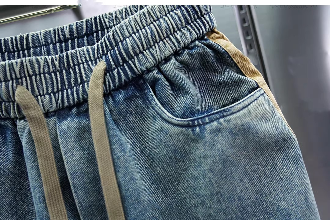 Men's Slim Fit Patchwork Distressed Jogger Jeans Elastic Waist_voghion.com