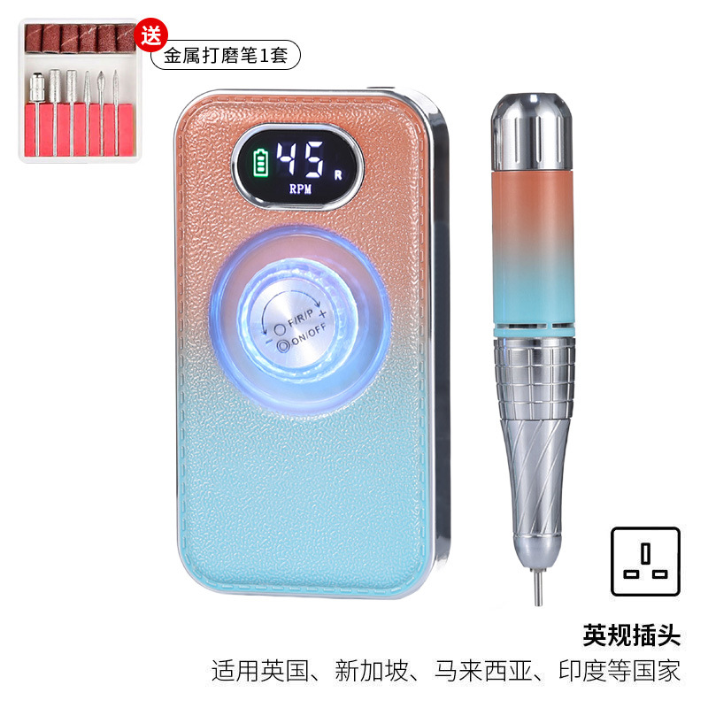Pulitzador de uñas transfronterizo, tienda de uñas, herramientas de pulido de descarga de uñas profesionales, pulitador de almacenamiento de energía portátil, cuero
