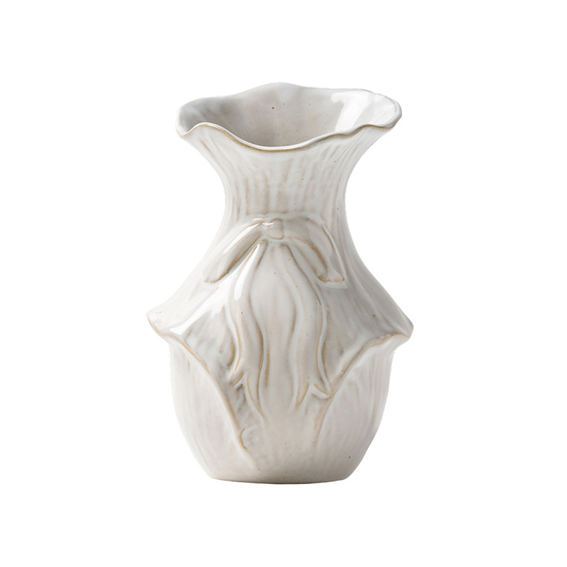 Vase à roses de style européen, blanc, en céramique simple, pour salon ou table à manger, fleurs séchées et fraîches. Bloemen Deko Decoratie Blumenstrauß_voghion.com