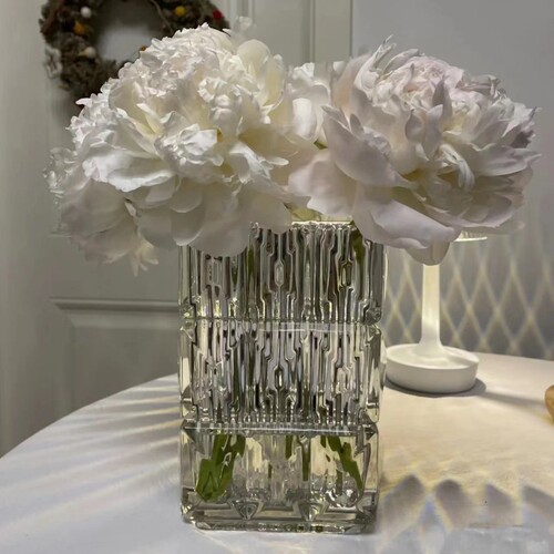 Wholesale crystal glass vase square thickened ornament light luxury high-end living room flower arrangement simple decoration bright same style
