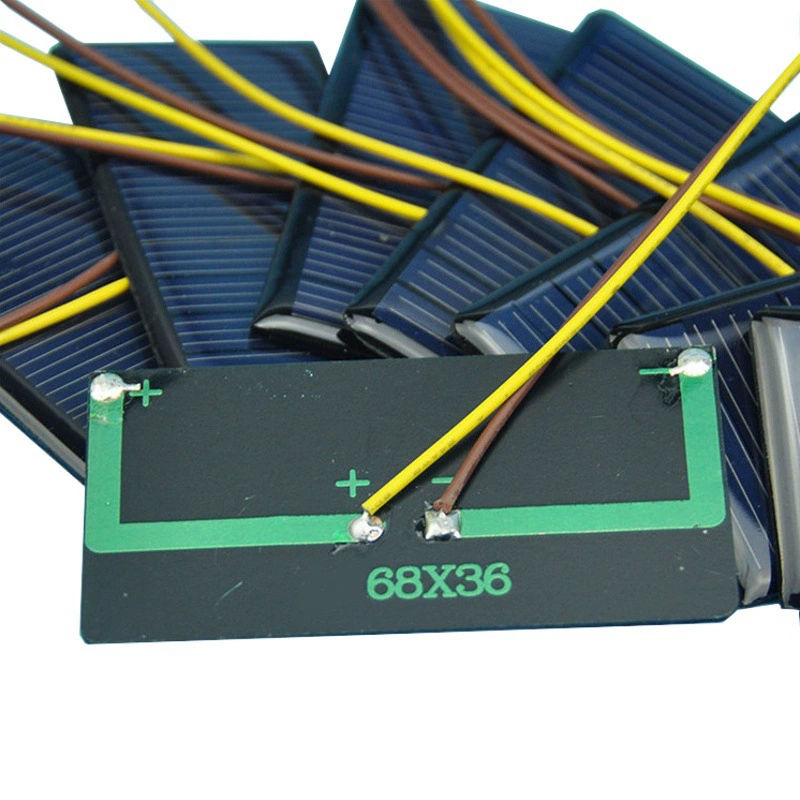 Панель для зарядки и выработки энергии от солнечных батарей с клеевым покрытием, поликристаллическая, 68*37 мм, 5В 50мА, для аккумуляторов 3.2В/3.7В/18650